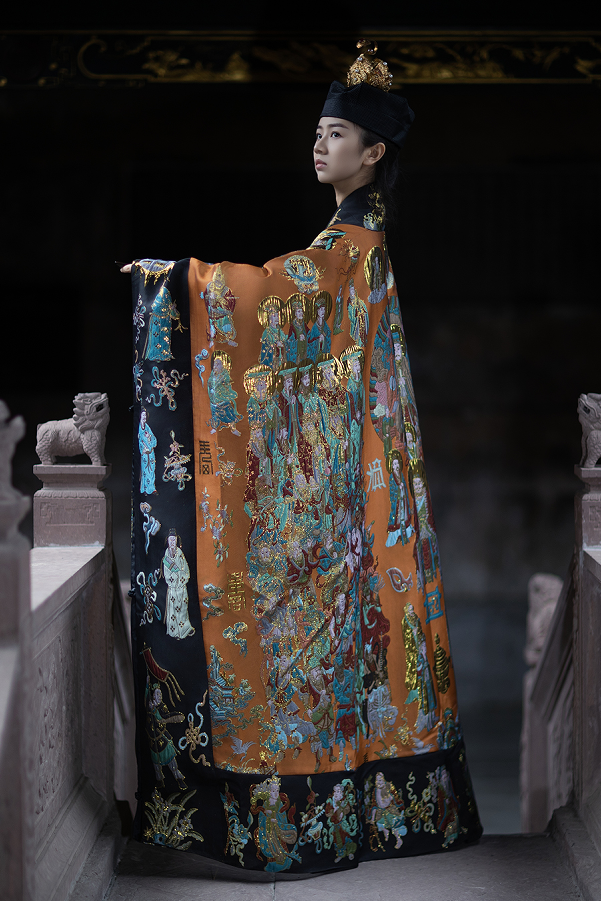 Handwoven Brocade Taoist Robe - Chaoyuan Quanshen Xiaotai Garment | High Priest Scripture Robe | Raised Weaving Technique
