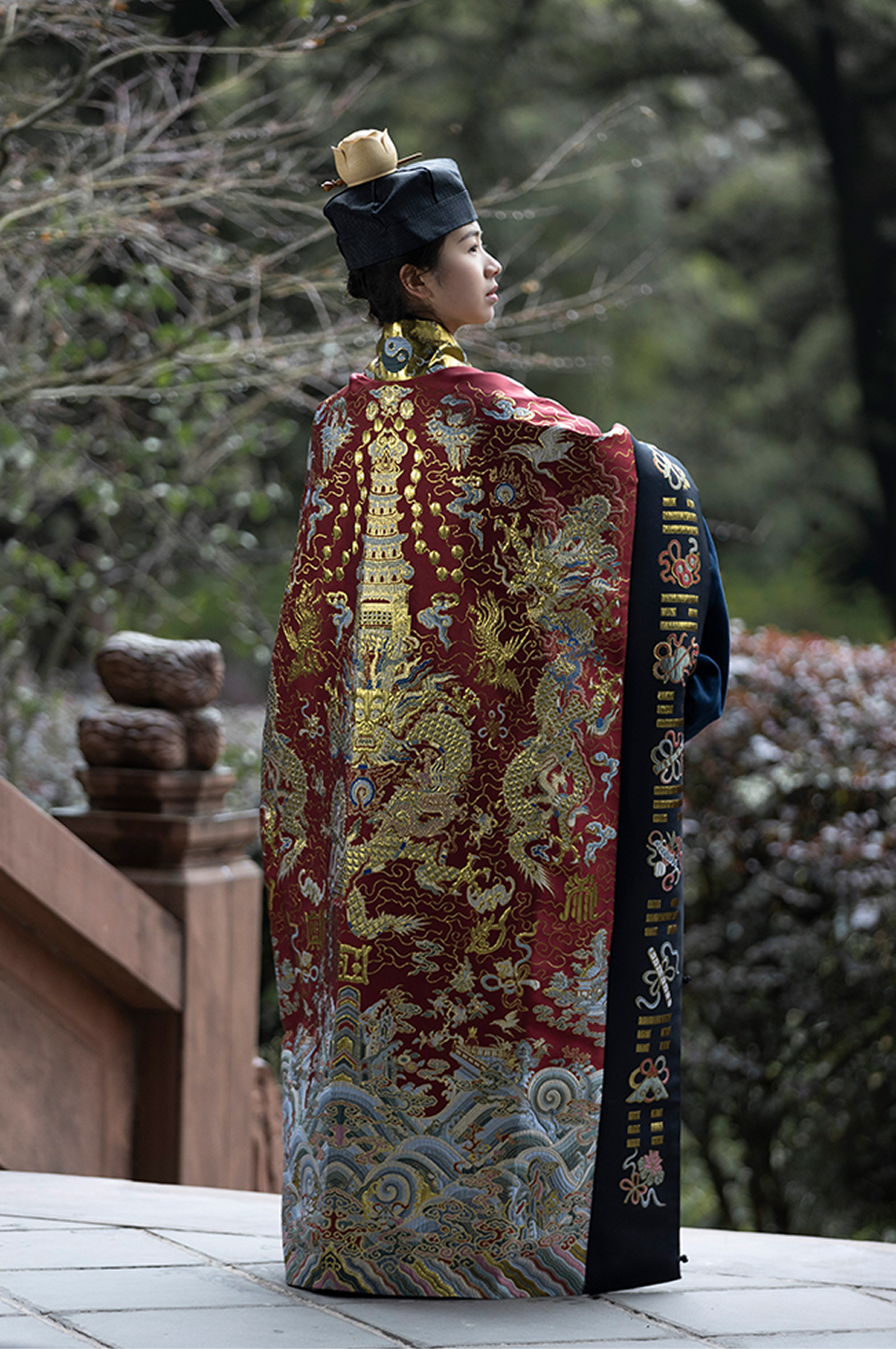 Vintage Five Dragon Ritual Robe - Taoist Priest ceremonial Gown for High Rituals | All-Season Xiaotai Brocade Taoist Clothing