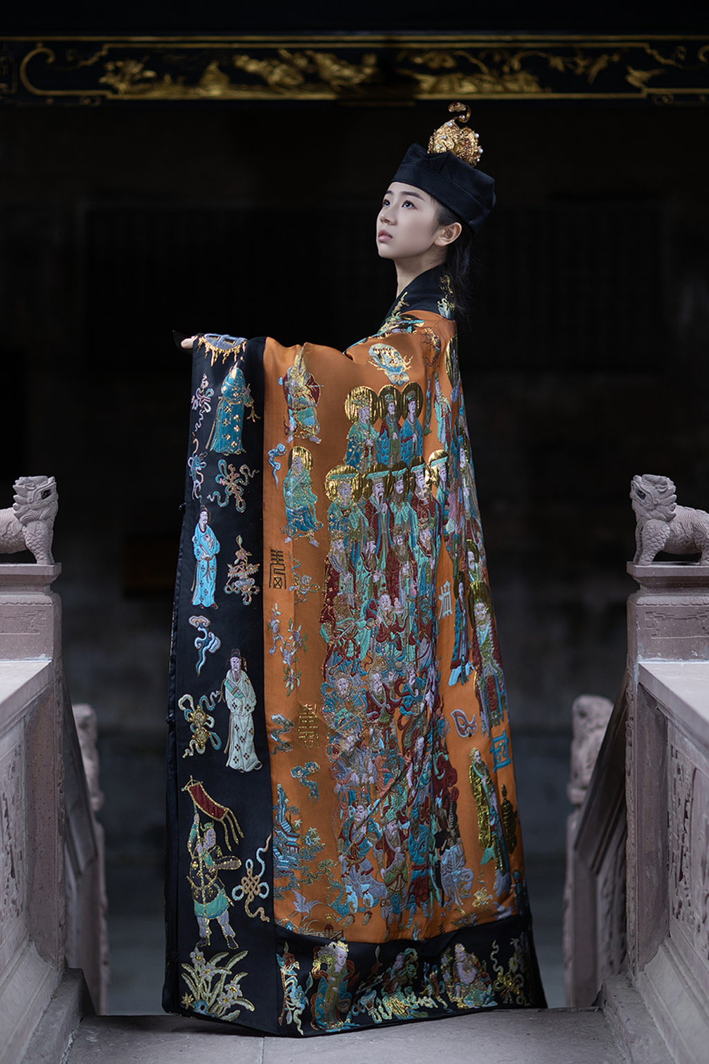 Handwoven Brocade Taoist Robe - Chaoyuan Quanshen Xiaotai Garment | High Priest Scripture Robe | Raised Weaving Technique