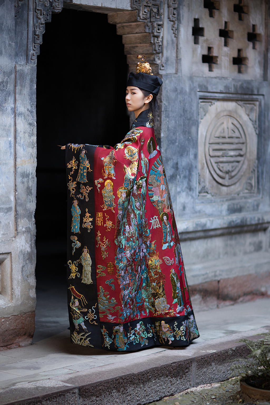 Handwoven Brocade Taoist Robe - Chaoyuan Quanshen Xiaotai Garment | High Priest Scripture Robe | Raised Weaving Technique