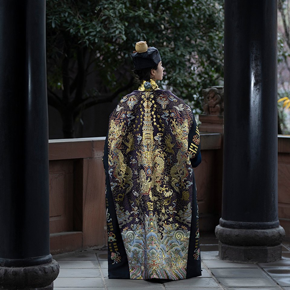 Vintage Five Dragon Ritual Robe - Taoist Priest ceremonial Gown for High Rituals | All-Season Xiaotai Brocade Taoist Clothing