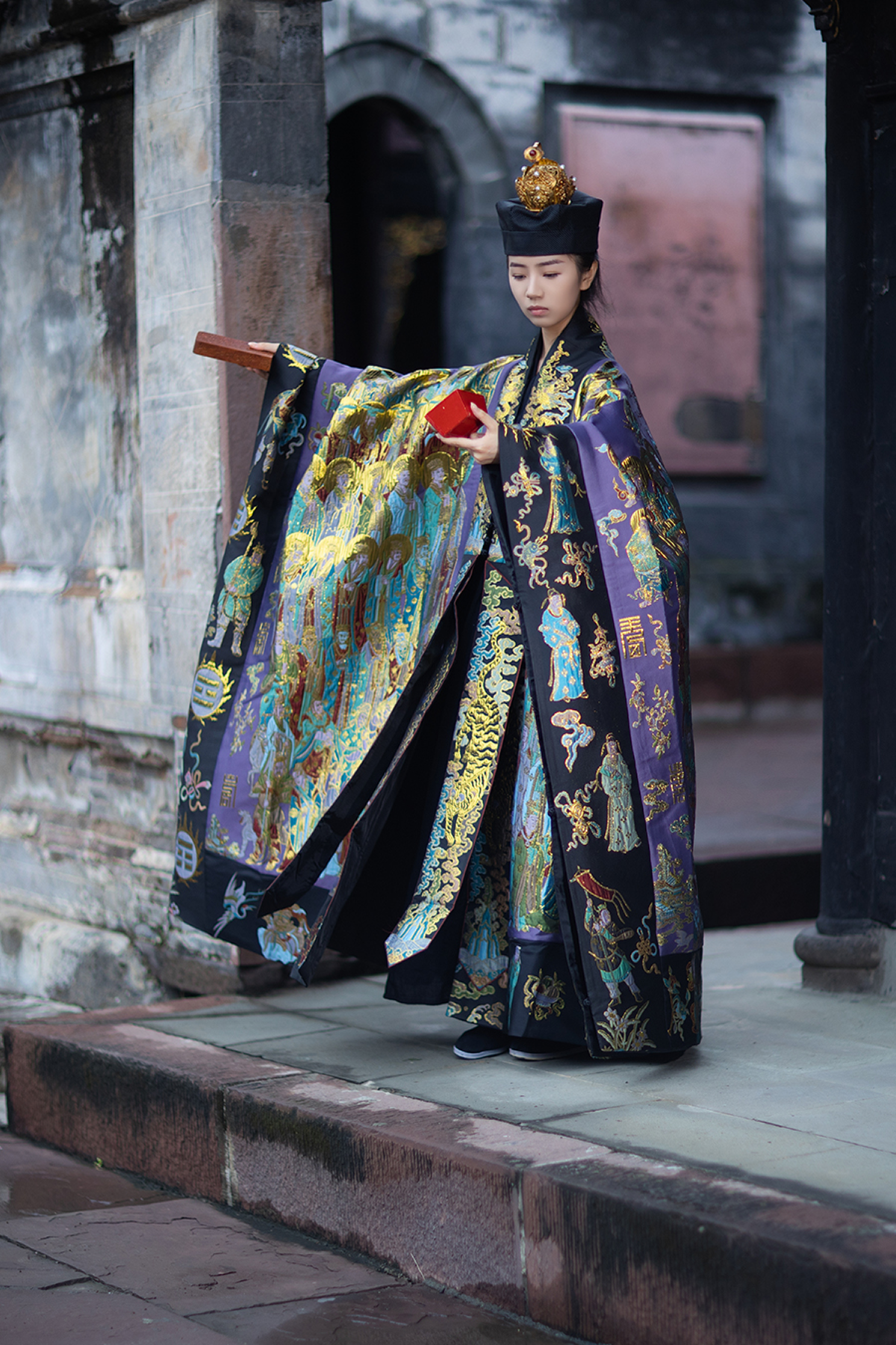 Handwoven Brocade Taoist Robe - Chaoyuan Quanshen Xiaotai Garment | High Priest Scripture Robe | Raised Weaving Technique