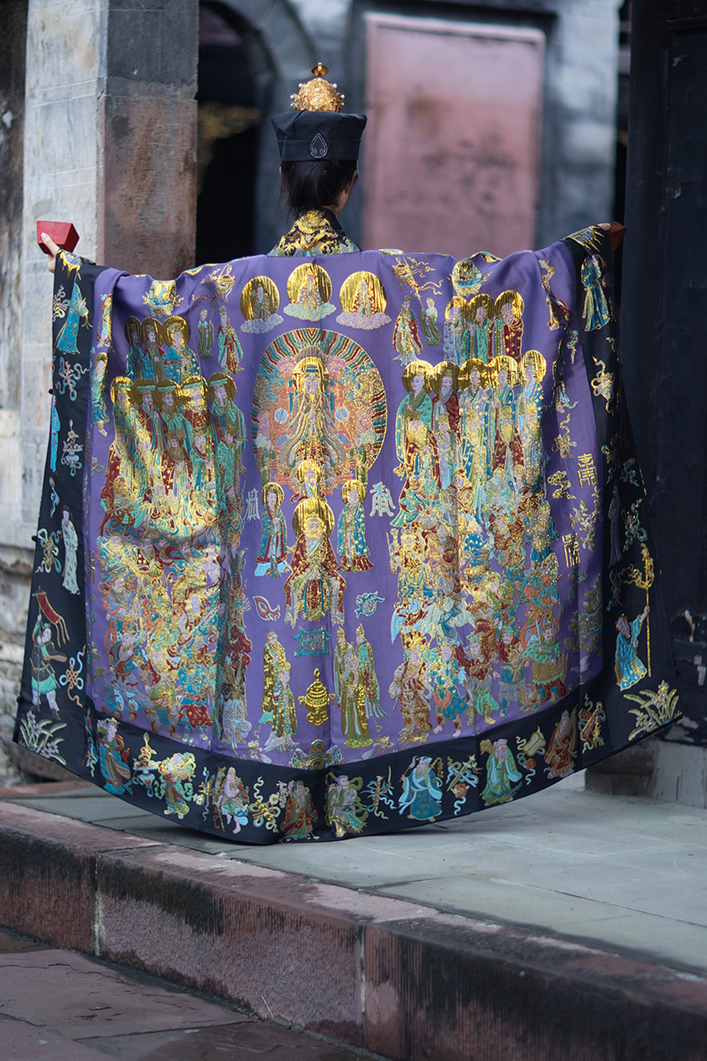 Handwoven Brocade Taoist Robe - Chaoyuan Quanshen Xiaotai Garment | High Priest Scripture Robe | Raised Weaving Technique