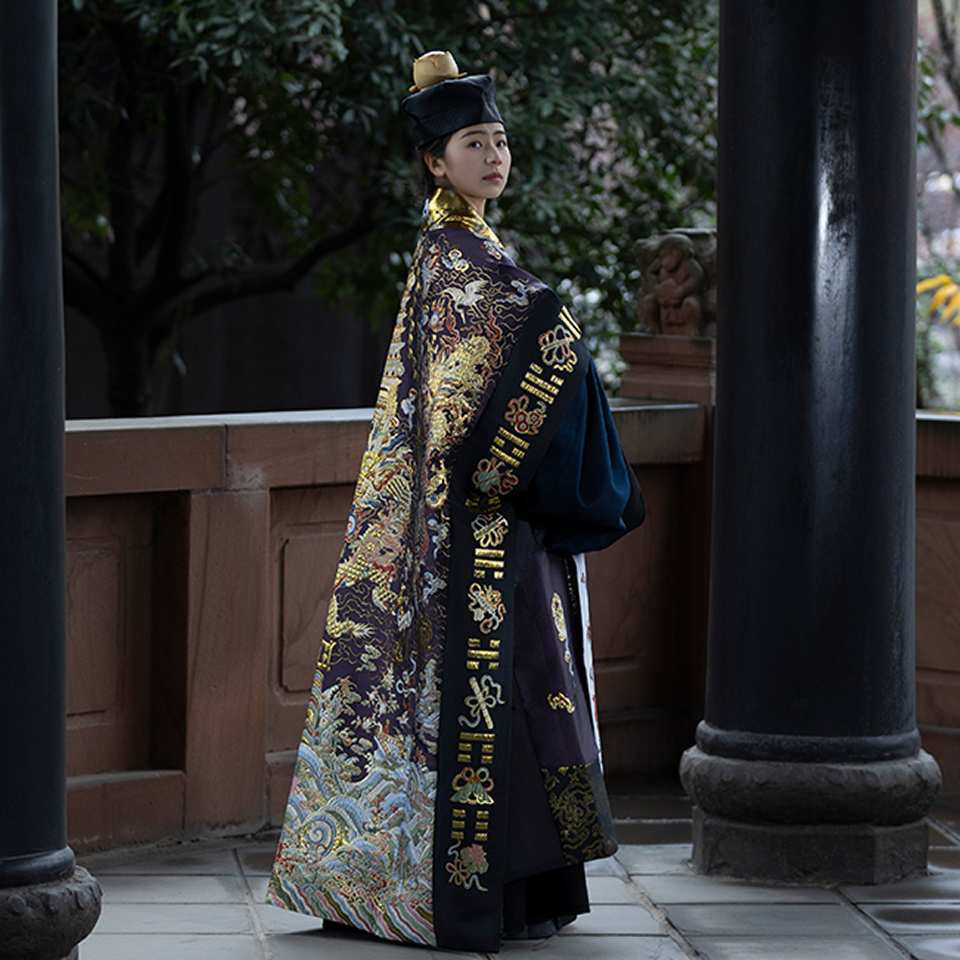 Vintage Five Dragon Ritual Robe - Taoist Priest ceremonial Gown for High Rituals | All-Season Xiaotai Brocade Taoist Clothing