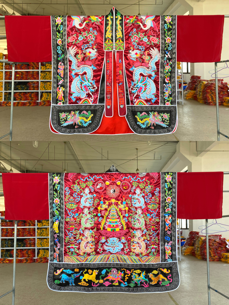 Premium Embroidered Nine Dragons Taoist Ritual Robe | High Priest/General Robe | Daoist Ceremonial Gown | Sanqing & Double Dragon Design