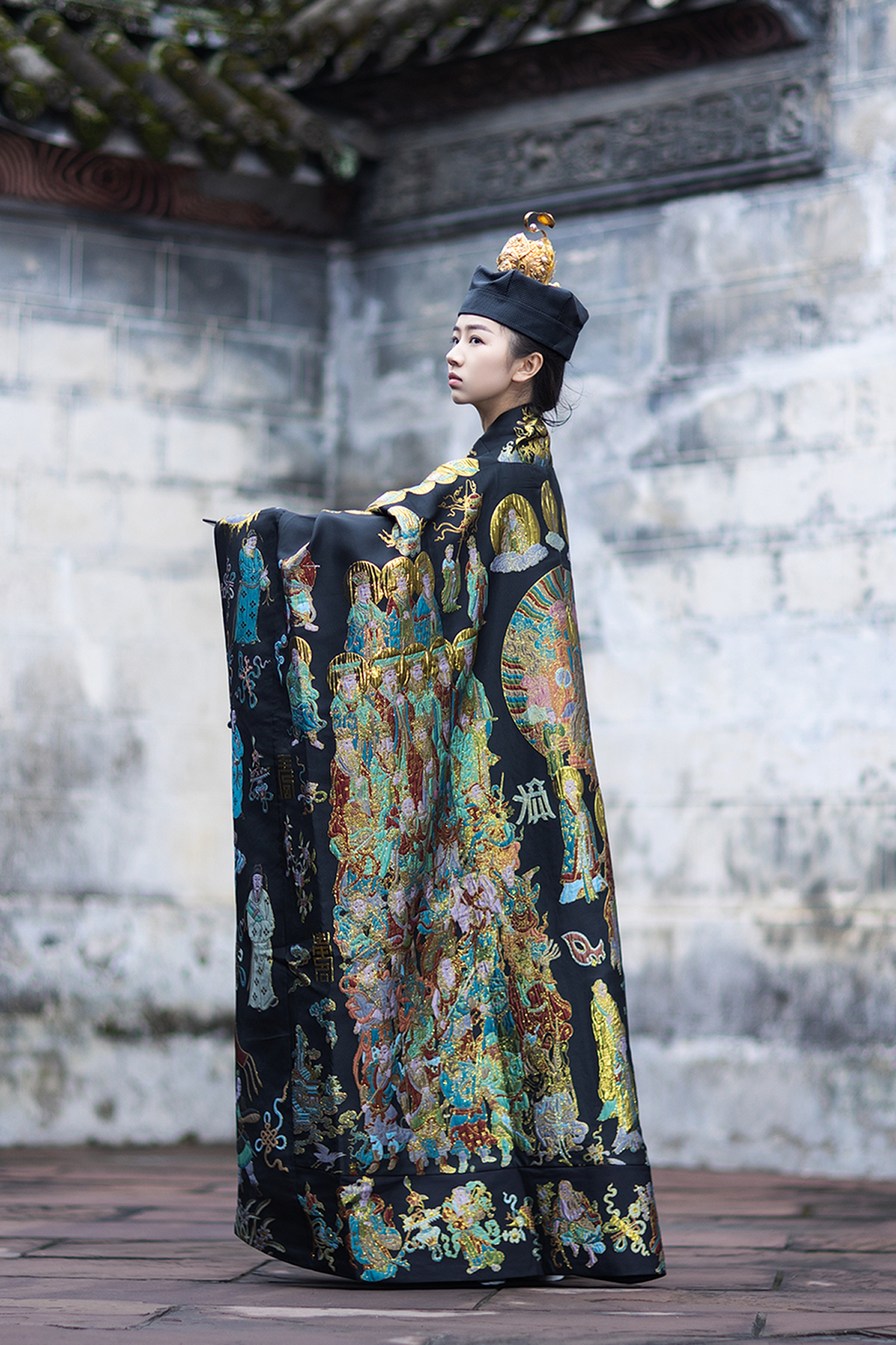 Handwoven Brocade Taoist Robe - Chaoyuan Quanshen Xiaotai Garment | High Priest Scripture Robe | Raised Weaving Technique