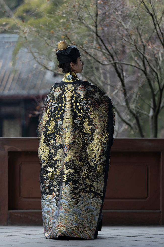Vintage Five Dragon Ritual Robe - Taoist Priest ceremonial Gown for High Rituals | All-Season Xiaotai Brocade Taoist Clothing