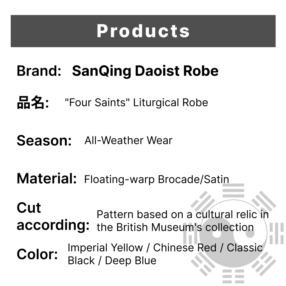 Authentic Sanqing Daoist Robe Replica - Four Divine Emblems Ritual Gown for Taoist Priests | Men's Tai Chi Bagua  Costume