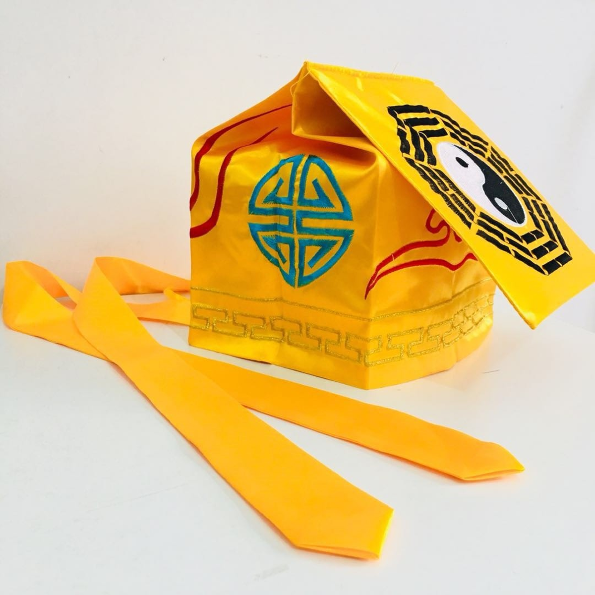 Authentic Taoist Hat | Yin Yang Bagua Cap | Kung Fu Zen Meditation Headdress | Halloween Costume Accessory