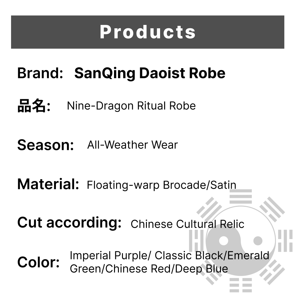 Sanqing Daoist Robe Revival Edition - Nine Dragons Dharma Robe for High Priest | Taoist Ceremony, Meditation, Scripture Recitation | Premium Silk Embroidery