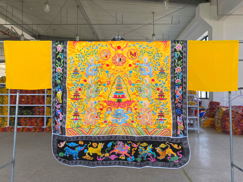 Premium Embroidered Nine Dragons Taoist Ritual Robe | High Priest/General Robe | Daoist Ceremonial Gown | Sanqing & Double Dragon Design