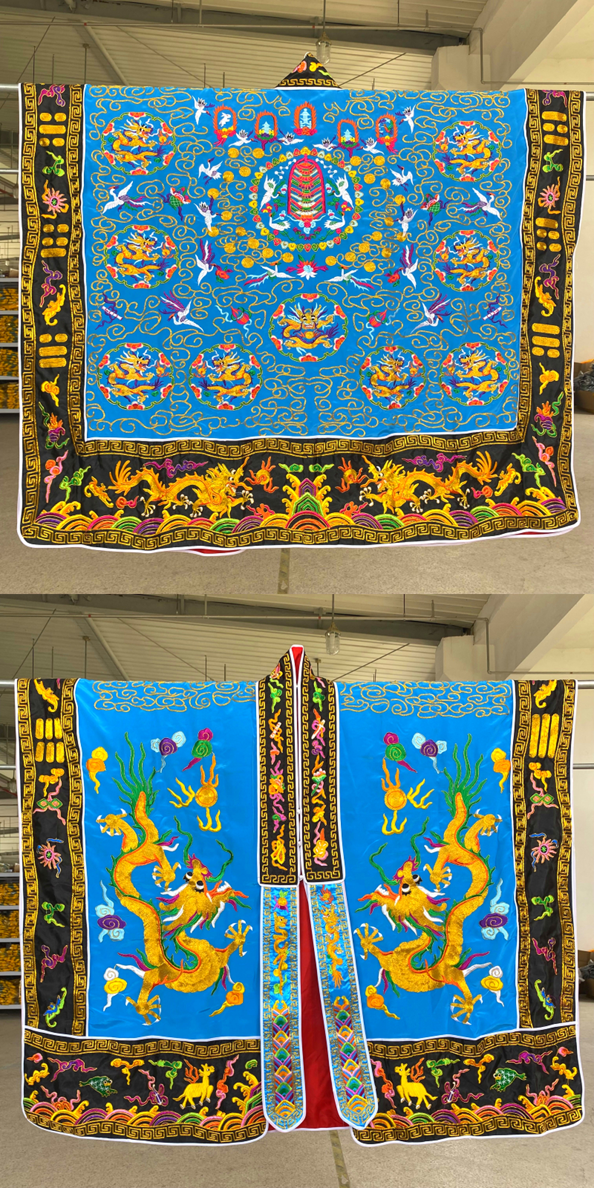 Daoist Priest Ritual Robe | Double/Five Dragon Embroidered Taoist Jacket | Unisex Meditation & Spiritual Practice Wear, Lightweight Version