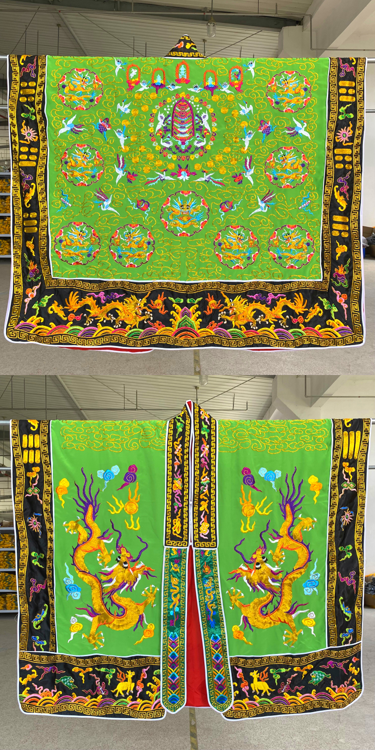 Daoist Priest Ritual Robe | Double/Five Dragon Embroidered Taoist Jacket | Unisex Meditation & Spiritual Practice Wear, Lightweight Version