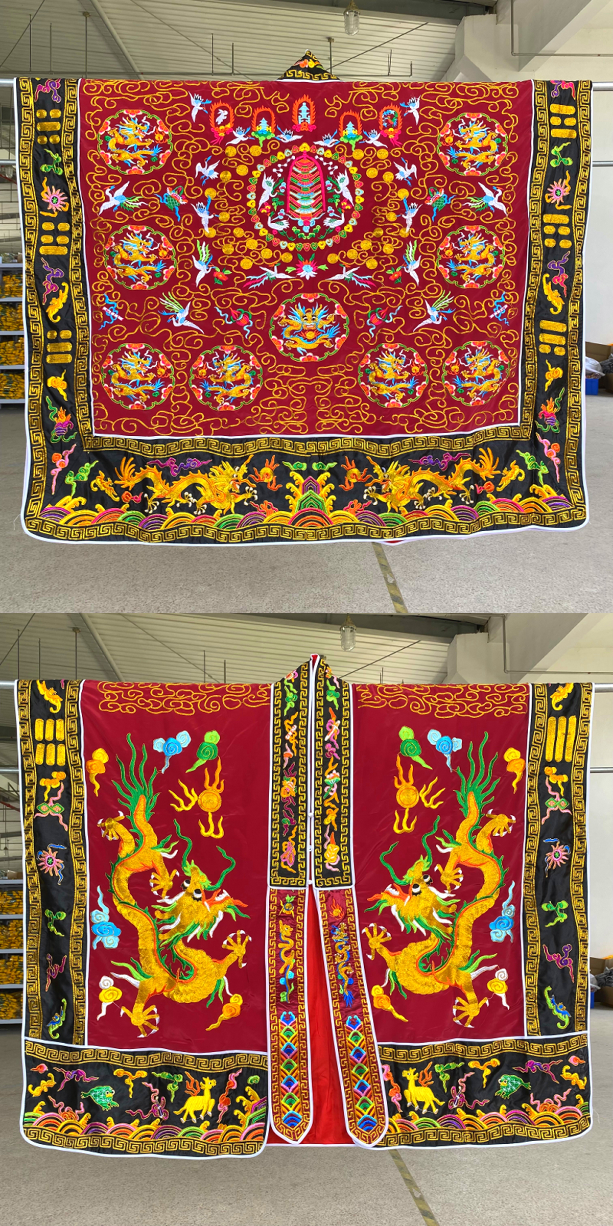 Daoist Priest Ritual Robe | Double/Five Dragon Embroidered Taoist Jacket | Unisex Meditation & Spiritual Practice Wear, Lightweight Version