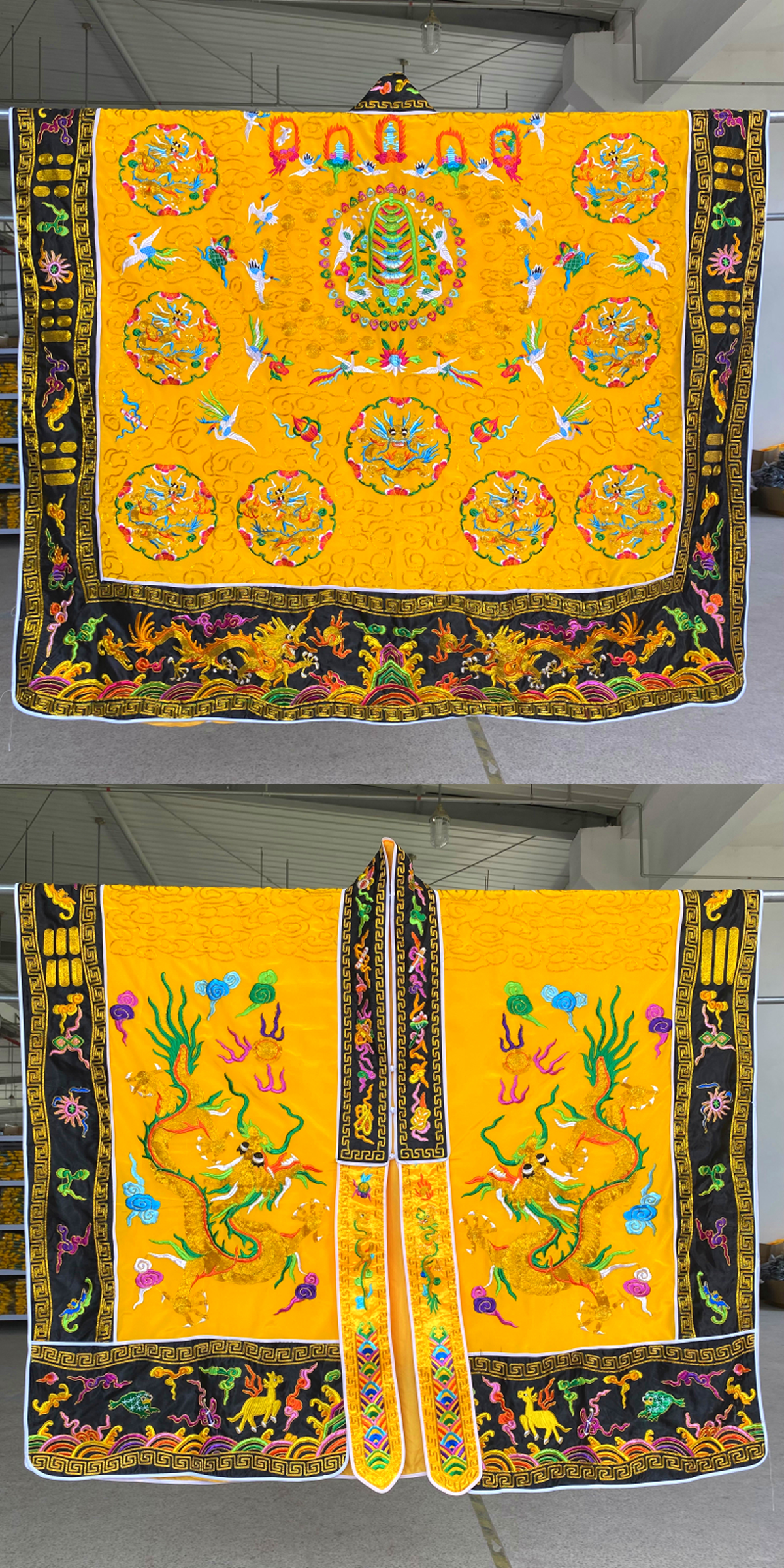 Daoist Priest Ritual Robe | Double/Five Dragon Embroidered Taoist Jacket | Unisex Meditation & Spiritual Practice Wear, Lightweight Version