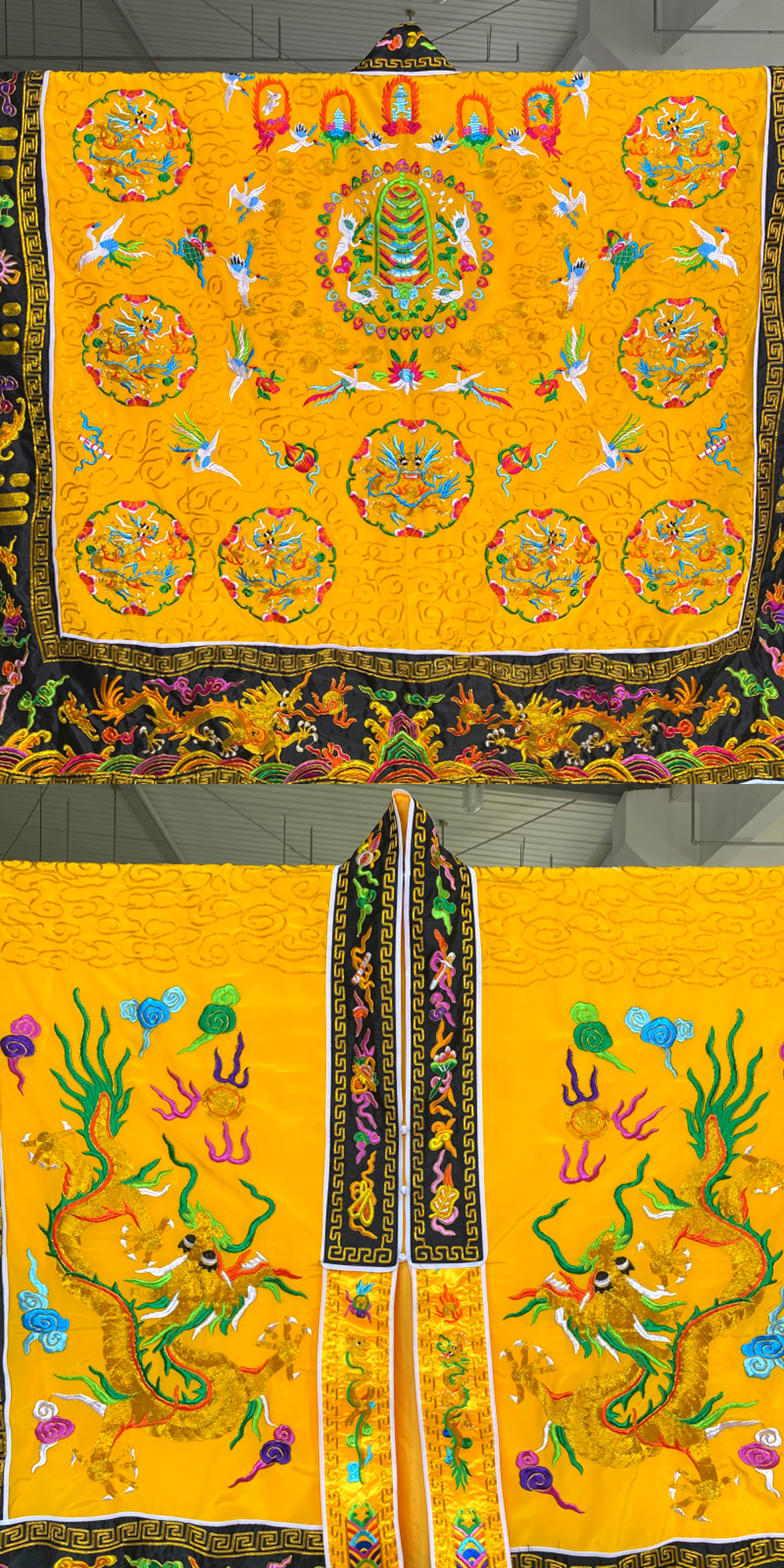 Daoist Priest Ritual Robe | Double/Five Dragon Embroidered Taoist Jacket | Unisex Meditation & Spiritual Practice Wear, Lightweight Version