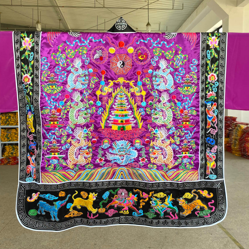 Premium Embroidered Nine Dragons Taoist Ritual Robe | High Priest/General Robe | Daoist Ceremonial Gown | Sanqing & Double Dragon Design