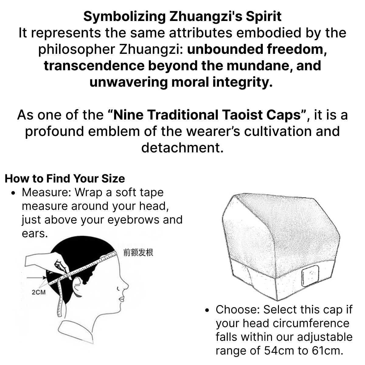 Traditional Taoist Hat - Zhuangzi Hat** | Chinese Daoist Meditation Hat for Zen, Qi Gong, Tai Chi