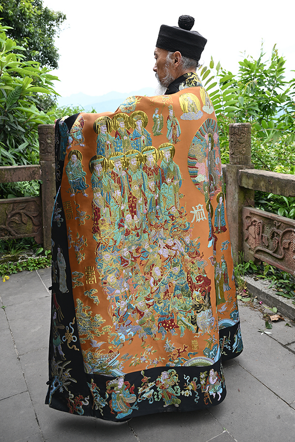 Handwoven Brocade Taoist Robe - Chaoyuan Quanshen Xiaotai Garment | High Priest Scripture Robe | Raised Weaving Technique