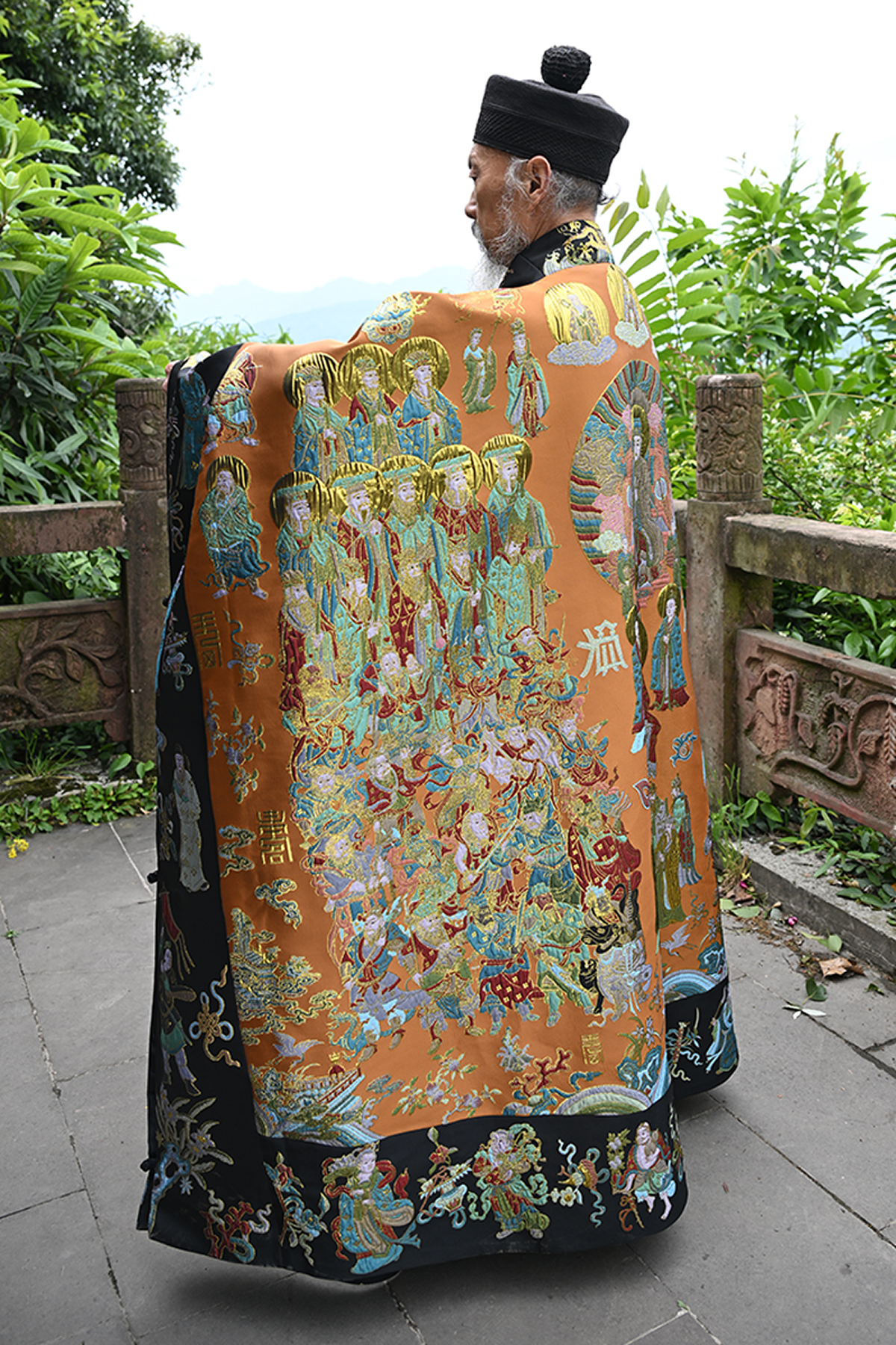 Handwoven Brocade Taoist Robe - Chaoyuan Quanshen Xiaotai Garment | High Priest Scripture Robe | Raised Weaving Technique