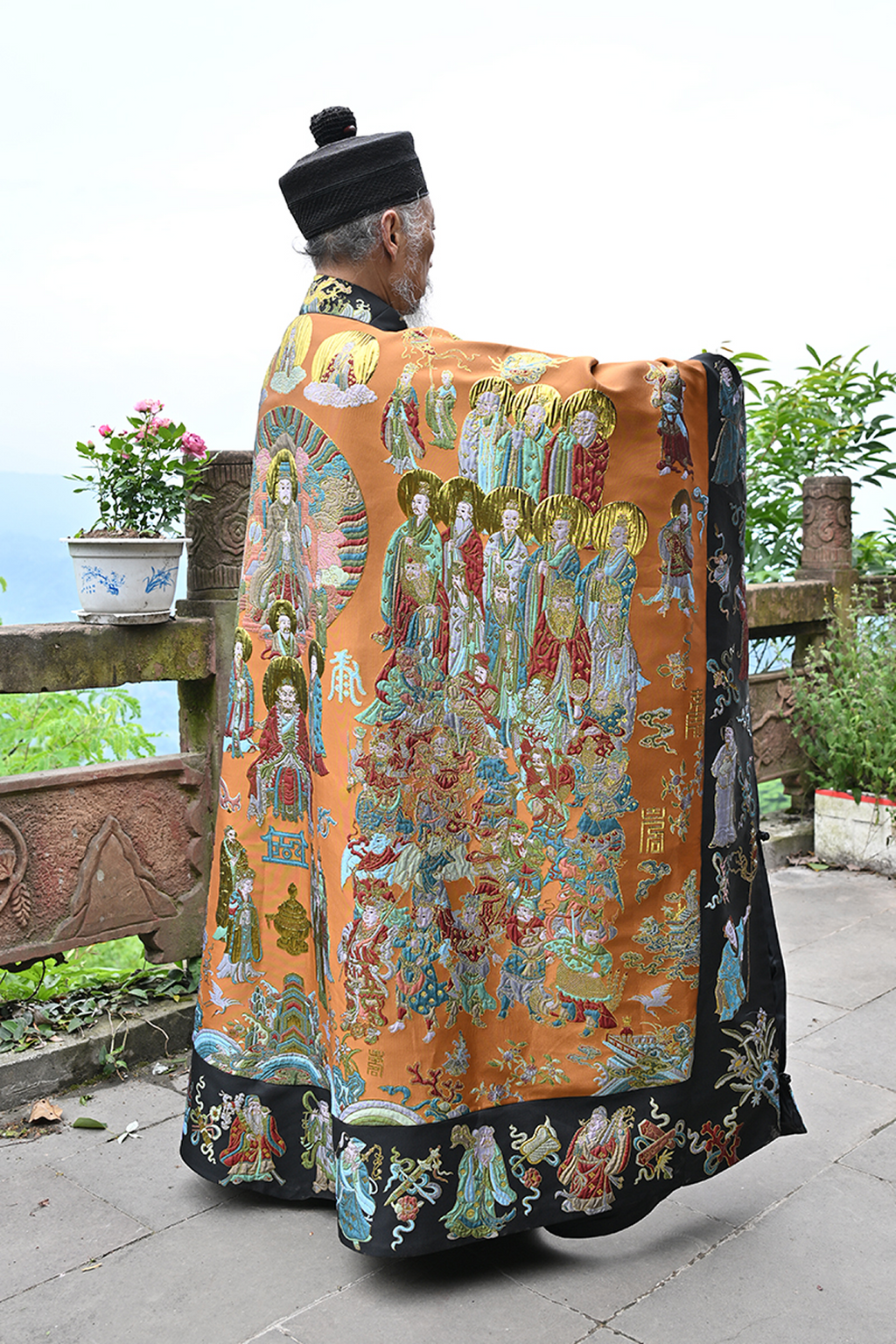 Handwoven Brocade Taoist Robe - Chaoyuan Quanshen Xiaotai Garment | High Priest Scripture Robe | Raised Weaving Technique