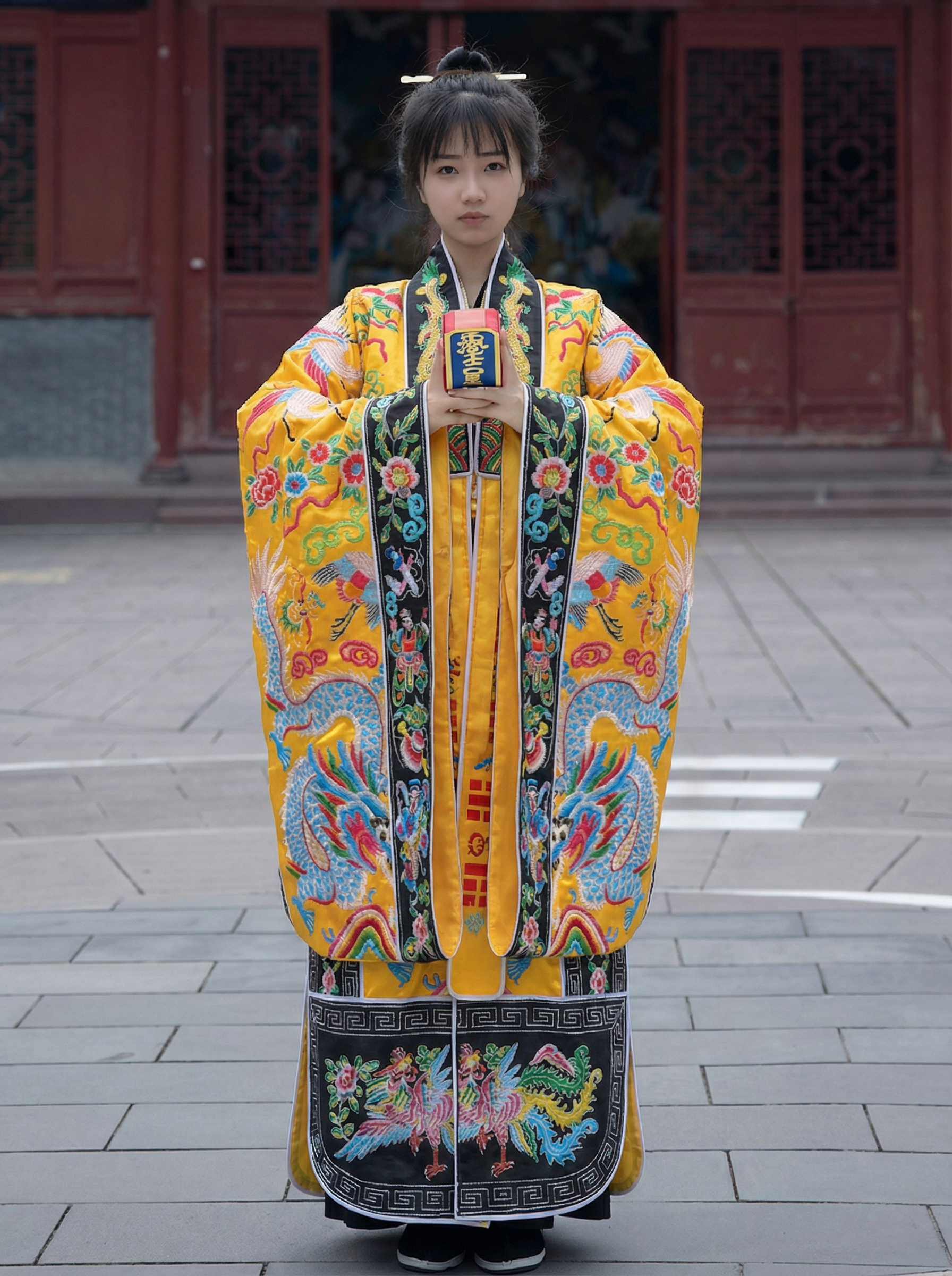 Premium Embroidered Nine Dragons Taoist Ritual Robe | High Priest/General Robe | Daoist Ceremonial Gown | Sanqing & Double Dragon Design