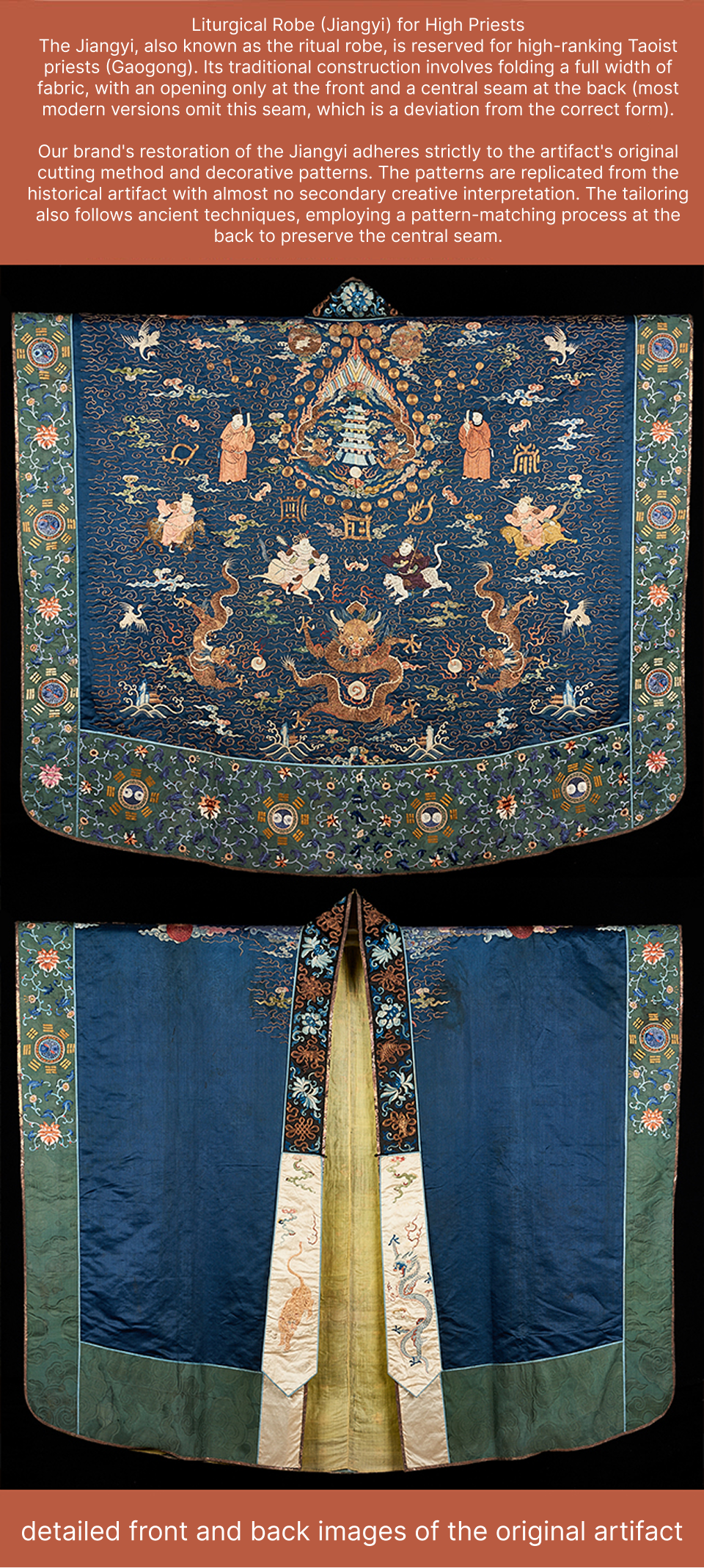 Authentic Sanqing Daoist Robe Replica - Four Divine Emblems Ritual Gown for Taoist Priests | Men's Tai Chi Bagua  Costume