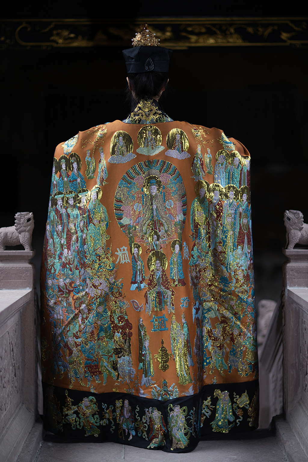 Handwoven Brocade Taoist Robe - Chaoyuan Quanshen Xiaotai Garment | High Priest Scripture Robe | Raised Weaving Technique