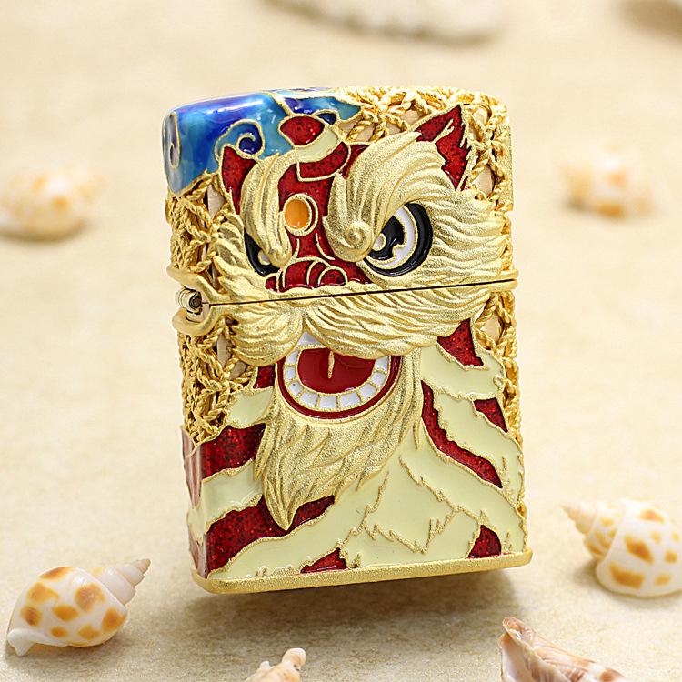 Enamel lion lighter shell Loong 