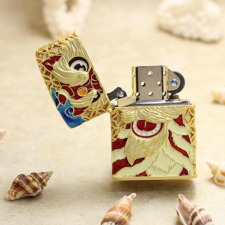 Enamel lion lighter shell Loong 